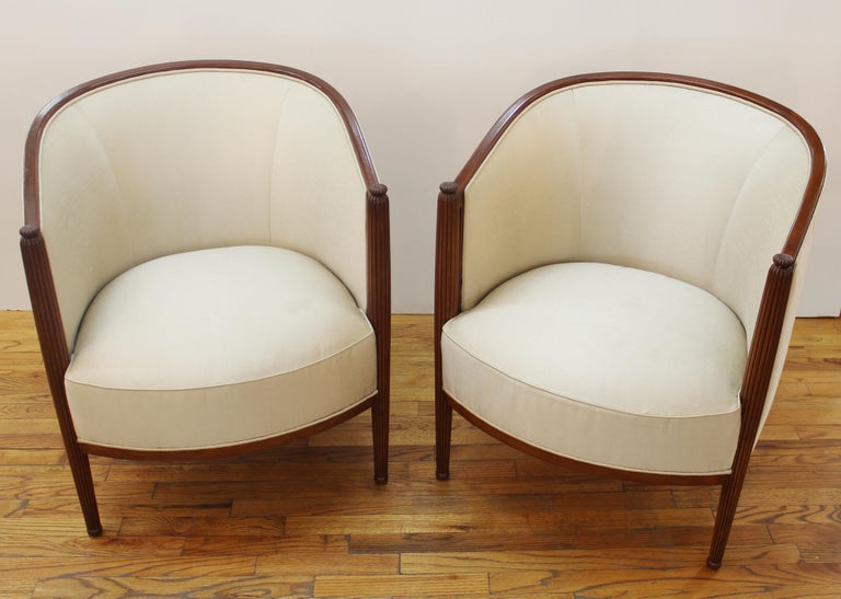 French Art Deco Upholstered Tub Chairs at 1stDibs