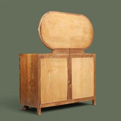 French Art Deco Vanity Dresser, Walnut, Oval Mirror, 1930s