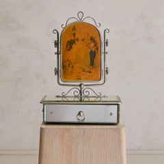 French Art Deco Vanity Mirror with Drawer, 1930s