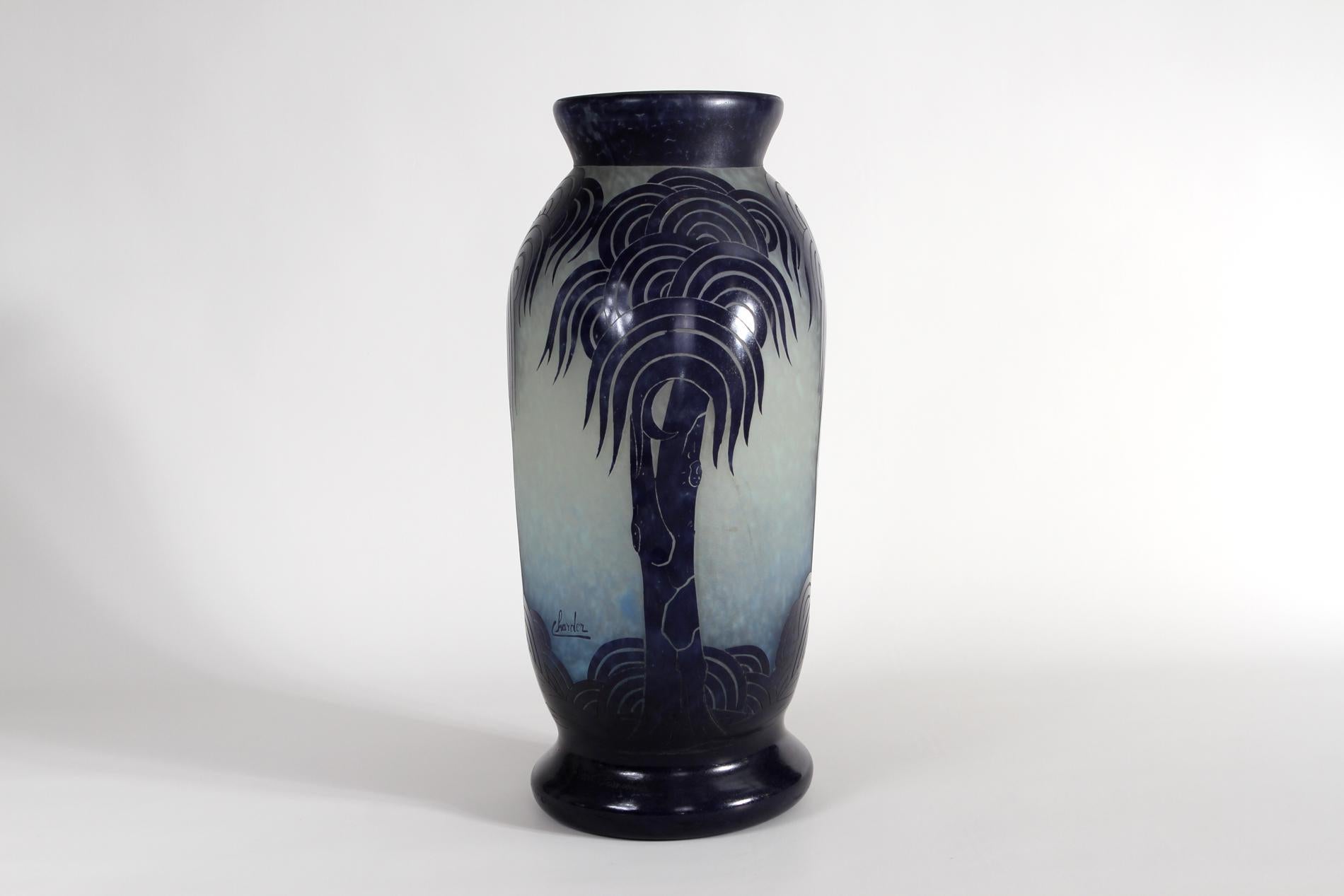 Art Déco Vaso Art Deco francese CHARDER di Le Verre Français modello 