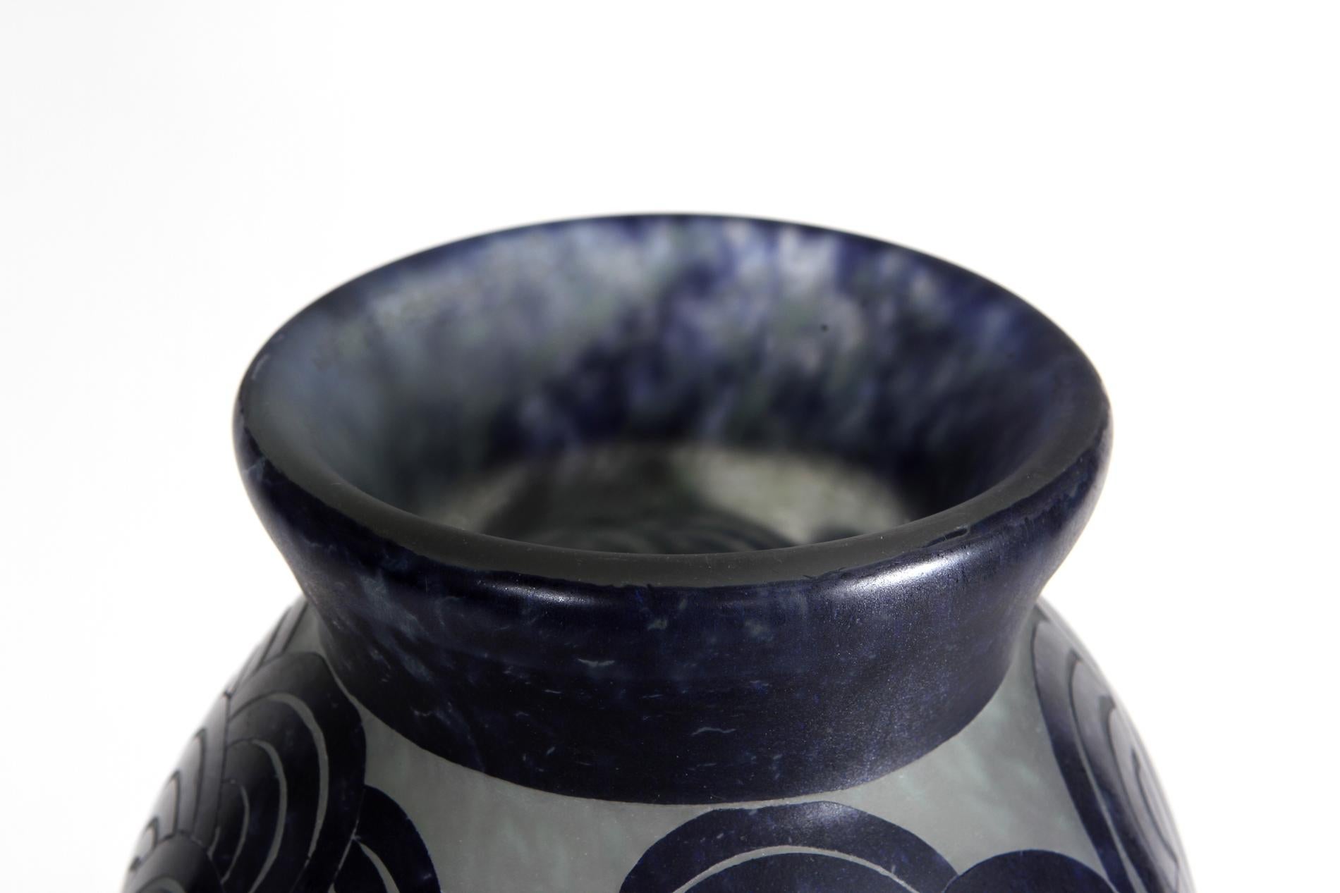 Vaso Art Deco francese CHARDER di Le Verre Français modello 