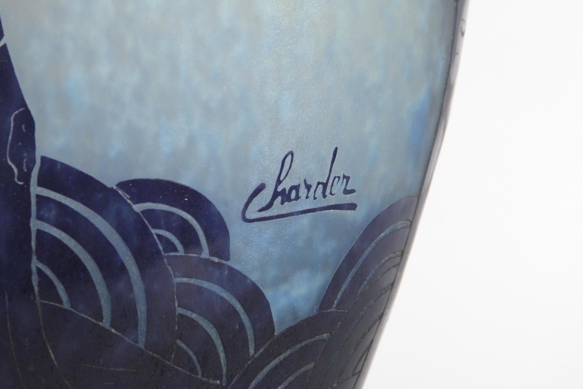 XX secolo Vaso Art Deco francese CHARDER di Le Verre Français modello 