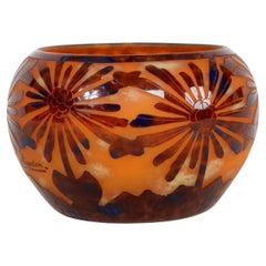 French Art Deco vase "coconut tree" by Le Verre Français