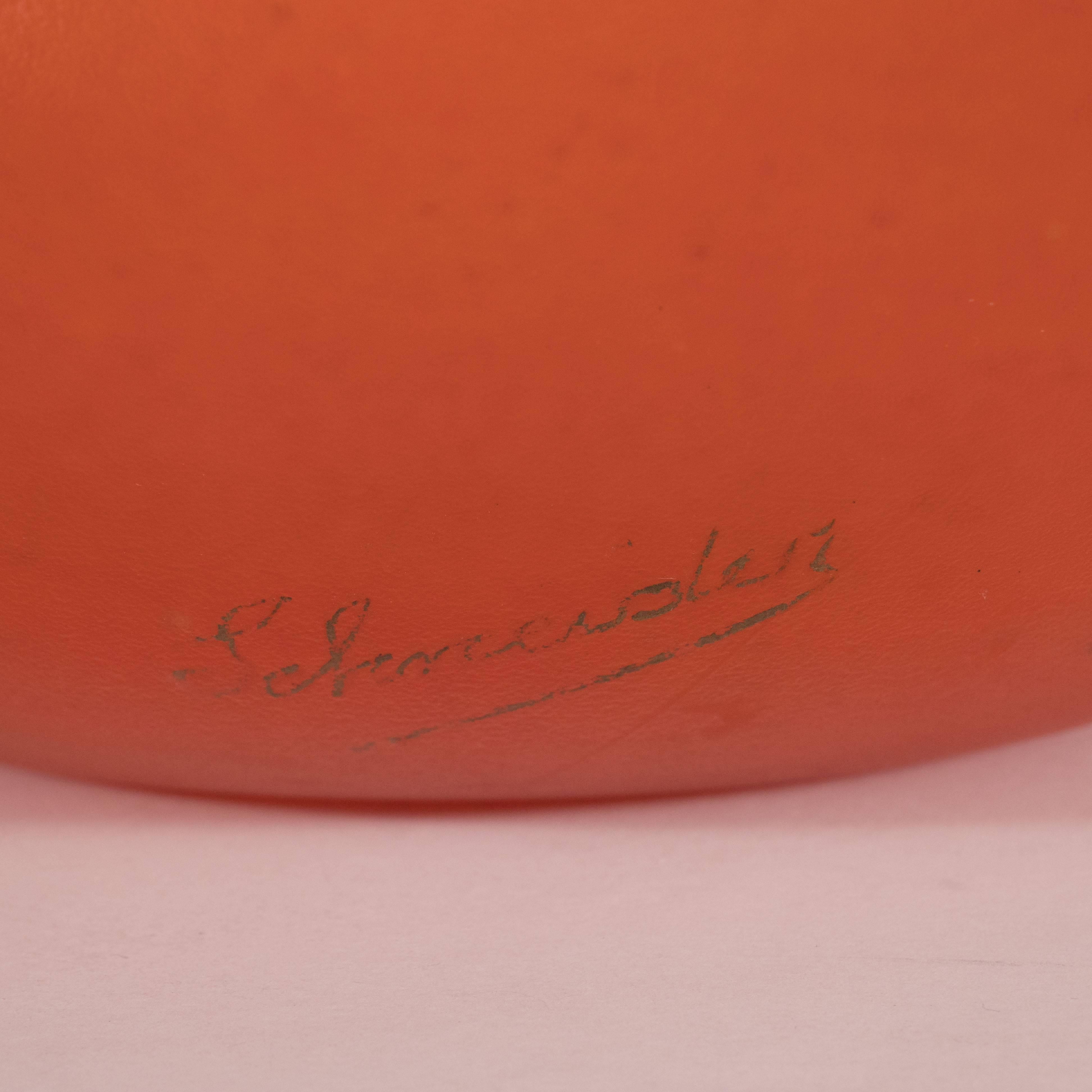 French Art Deco Vase in Opaque Persimmon Hue Signed by Charles Schneider In Excellent Condition In New York, NY