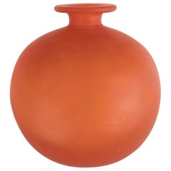 French Art Deco Vase in Opaque Persimmon Hue Signed by Charles Schneider