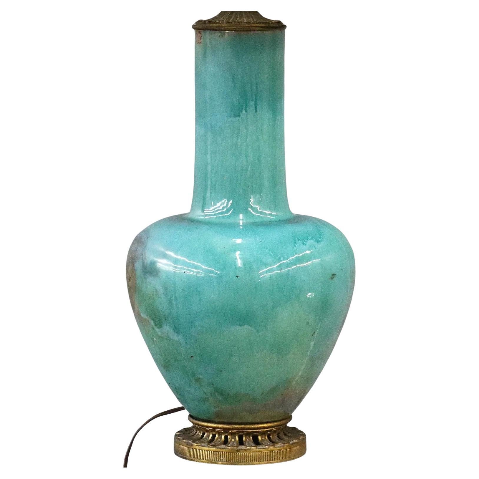 French Art Deco Vase Lamp by Alphonse Cytere circa 1920 , Grès de Rambervillers For Sale