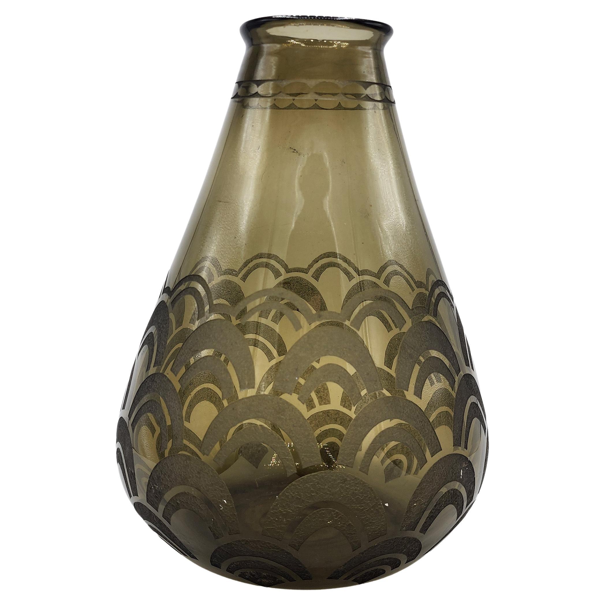 Vase Art déco français en verre Daum Nancy en vente