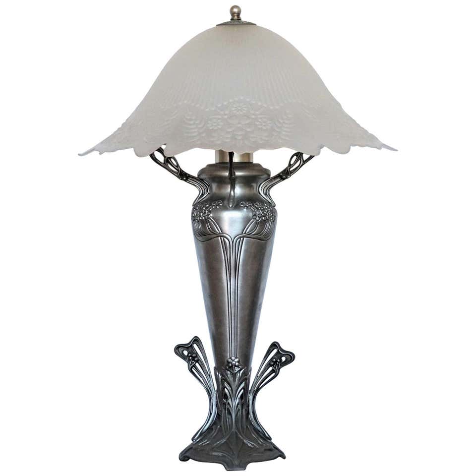 Bradley and Hubbard Kerosine Lamp with Hand Painted Hurricane Glass