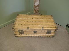 French Art Deco Velum Leather Valise, Cabin Trunk, Coffee Table