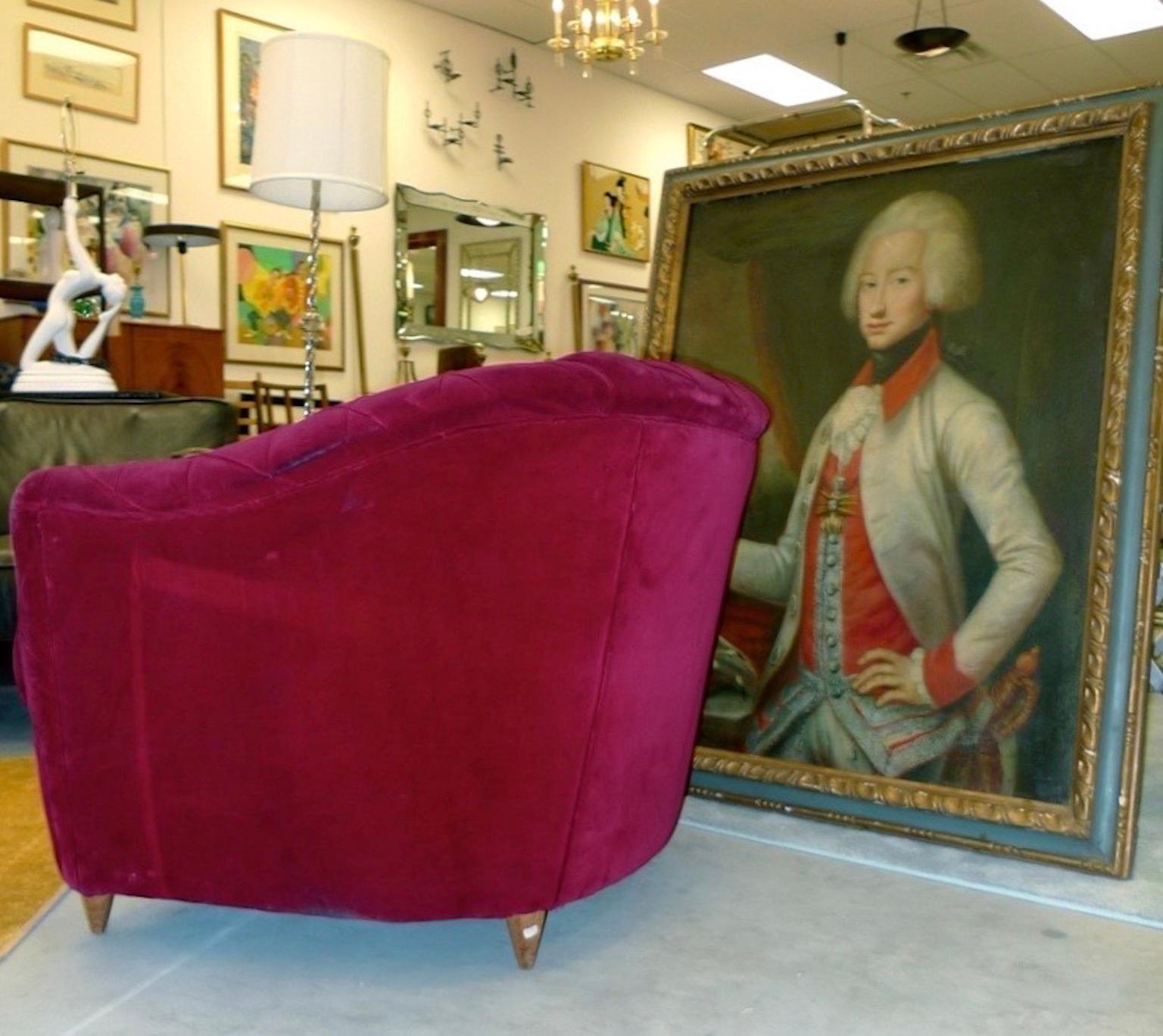 Chaise Art Déco française tapissée de velours en vente 7