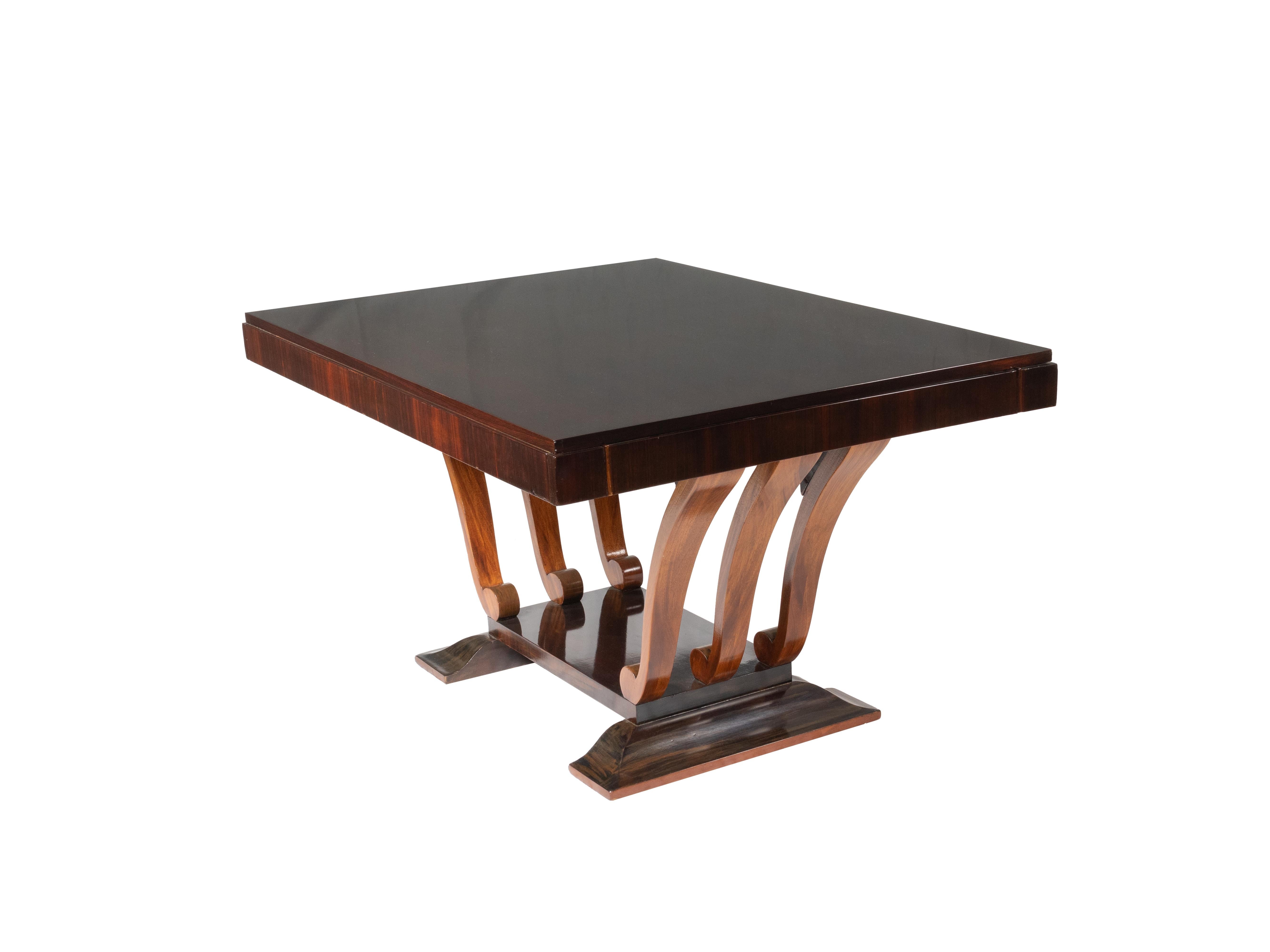 Mesa de comedor francesa Art Decó chapada con extensiones, años 30 en Bastante bueno estado para la venta en Lisbon, PT