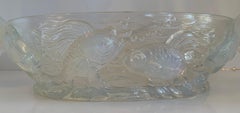 French Art Deco Verlys Opalescent Glass Poissons Koi Fish Oval Centerpiece Bowl