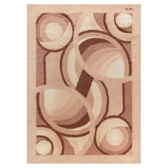 Tappeto vintage francese in stile Art Déco, dai toni del beige, di D.I.M. - Una sinfonia di curve