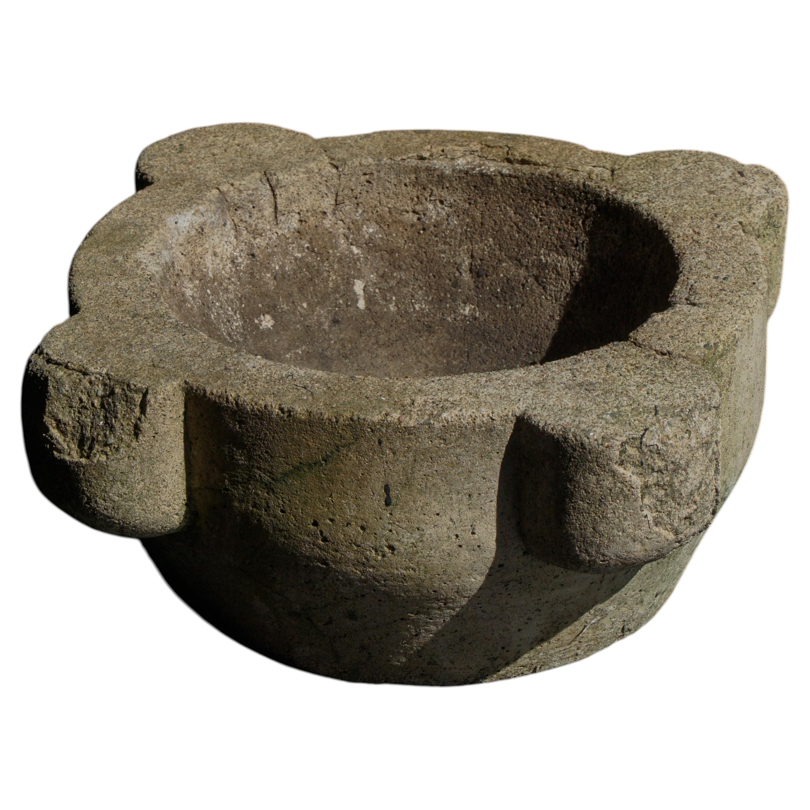 French Art Deco, Vintage Cast Stone Garden Planter with Organic Form, 1930s