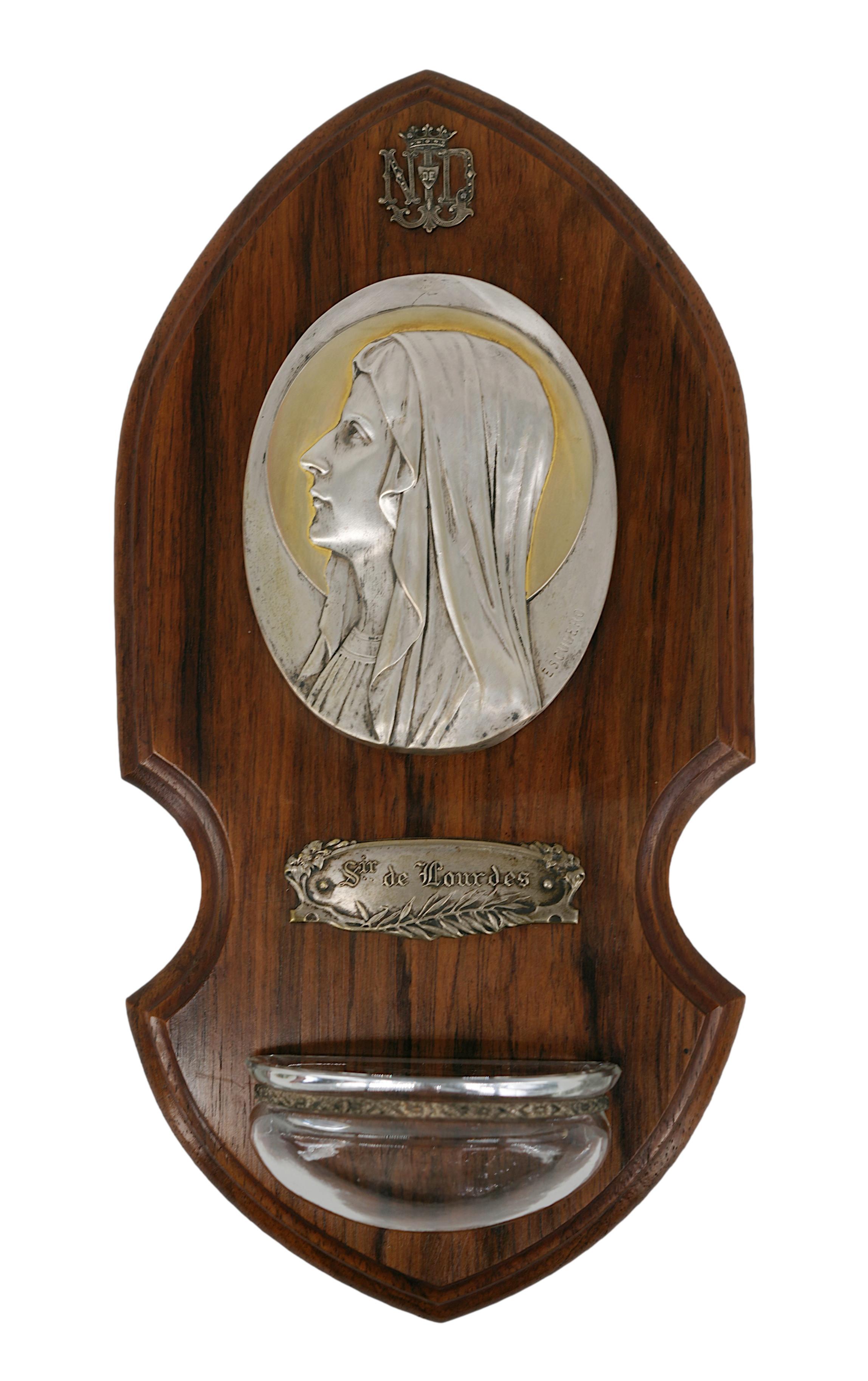 Metal French Art Deco Virgin Holy Water, 1920s For Sale