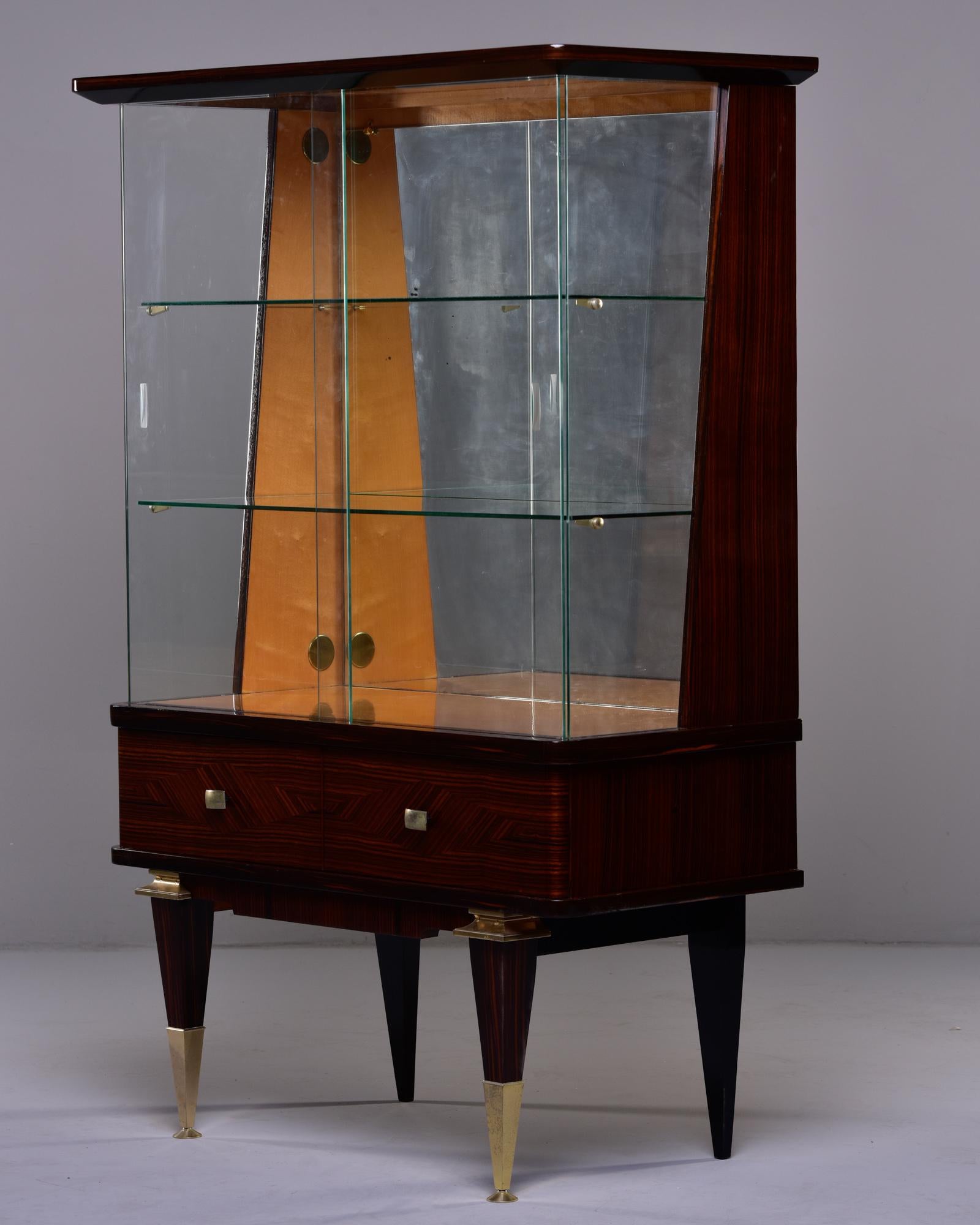 French Art Deco Vitrine with Brass Capped Legs 13