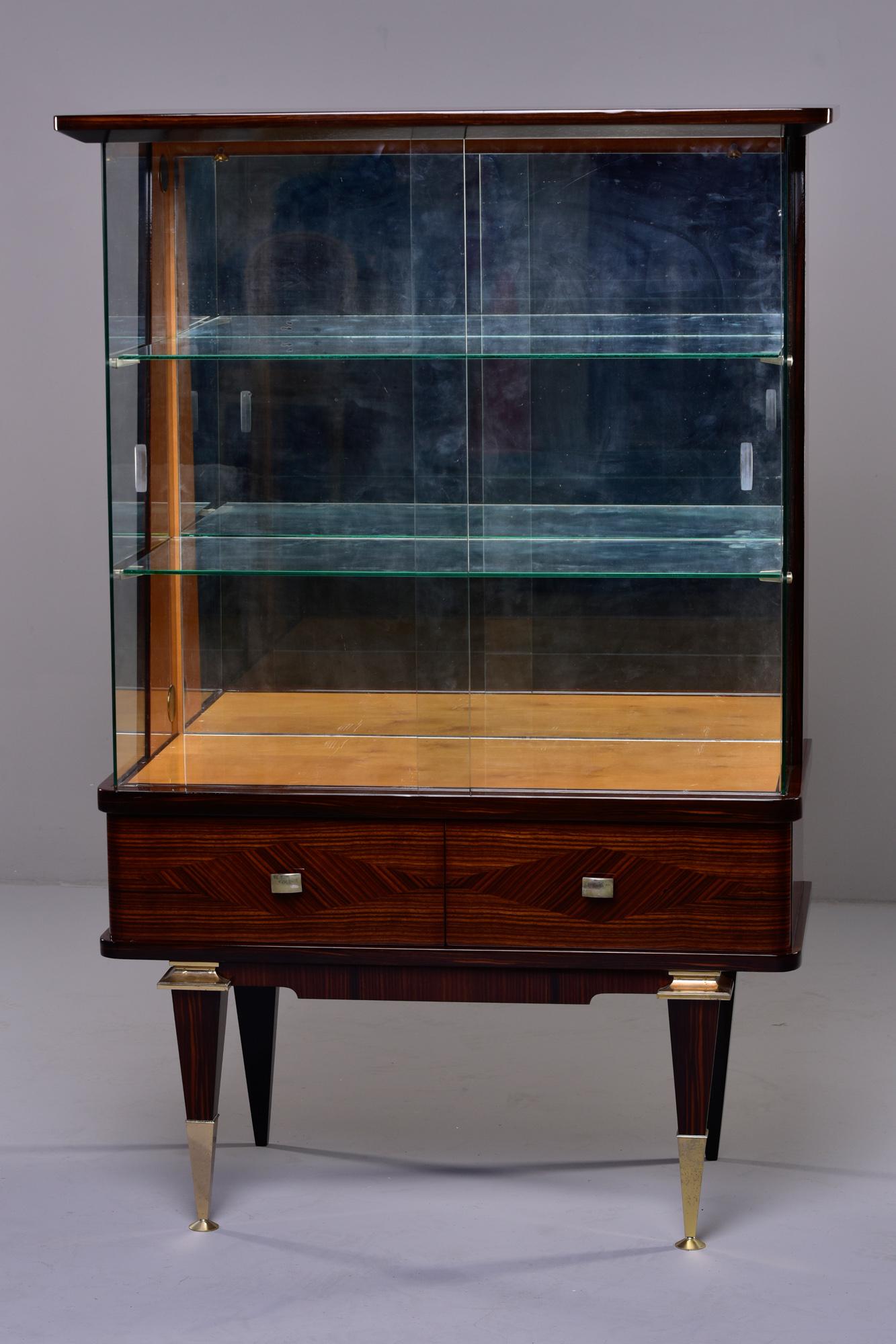 French Art Deco Vitrine with Brass Capped Legs 4