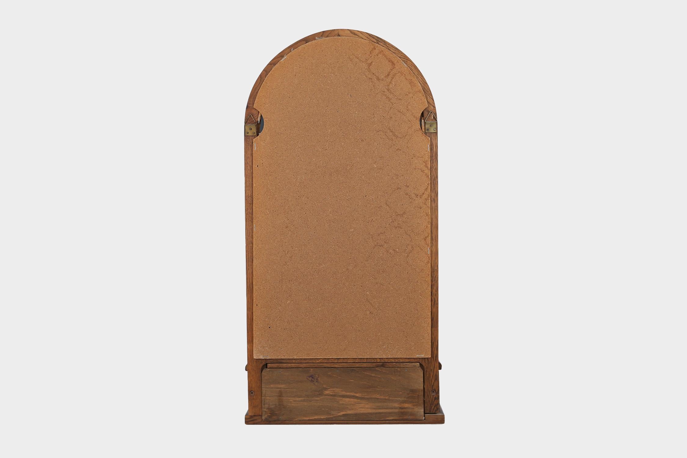 Armadio a muro francese Art déco in quercia con specchio e cassetto, anni '30 in vendita 4