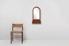 French Art deco wall cabinet in oak with mirror and drawer, 1930s