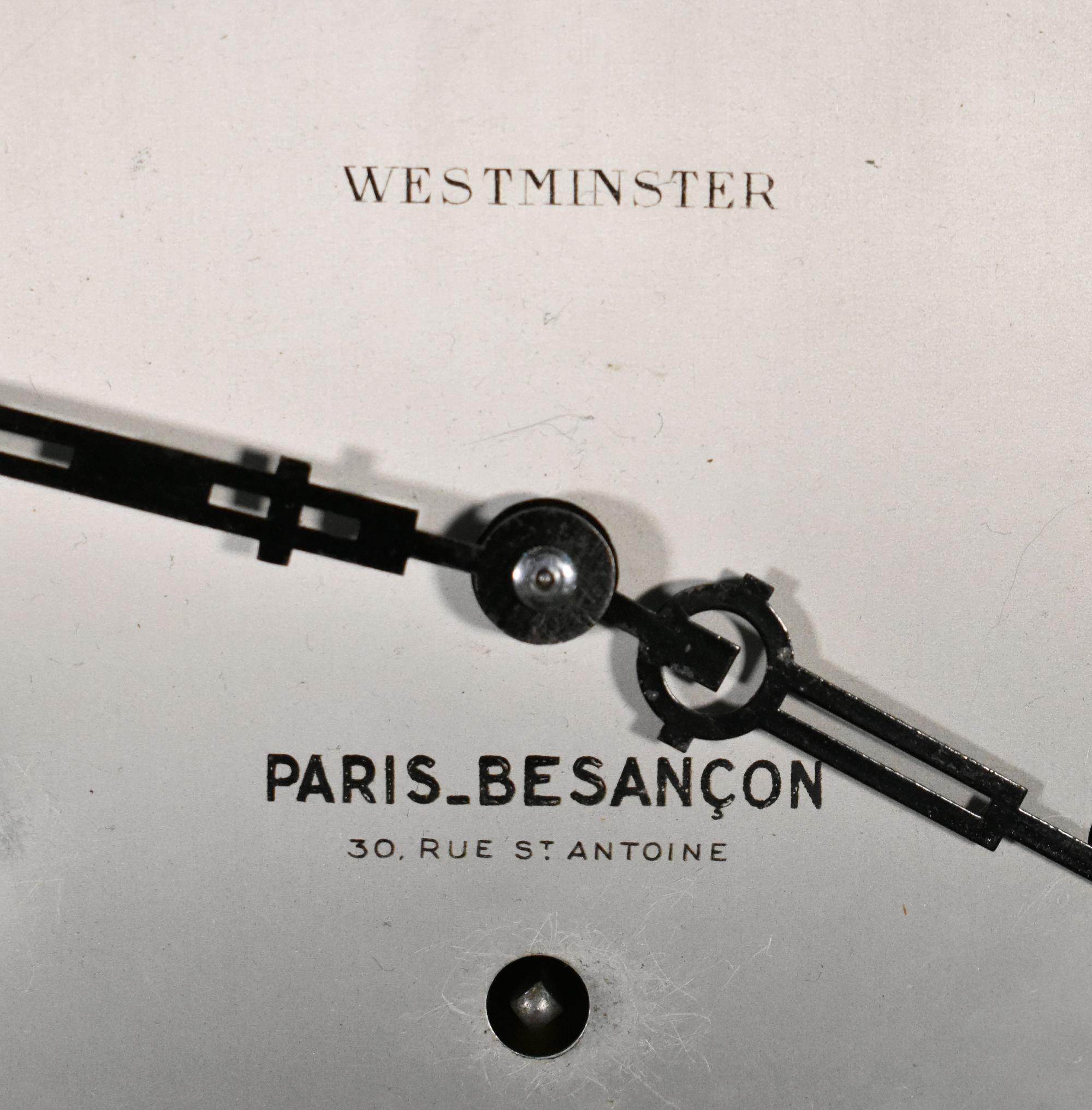 Horloge murale française Art Deco en noyer avec carillons Westminster 2