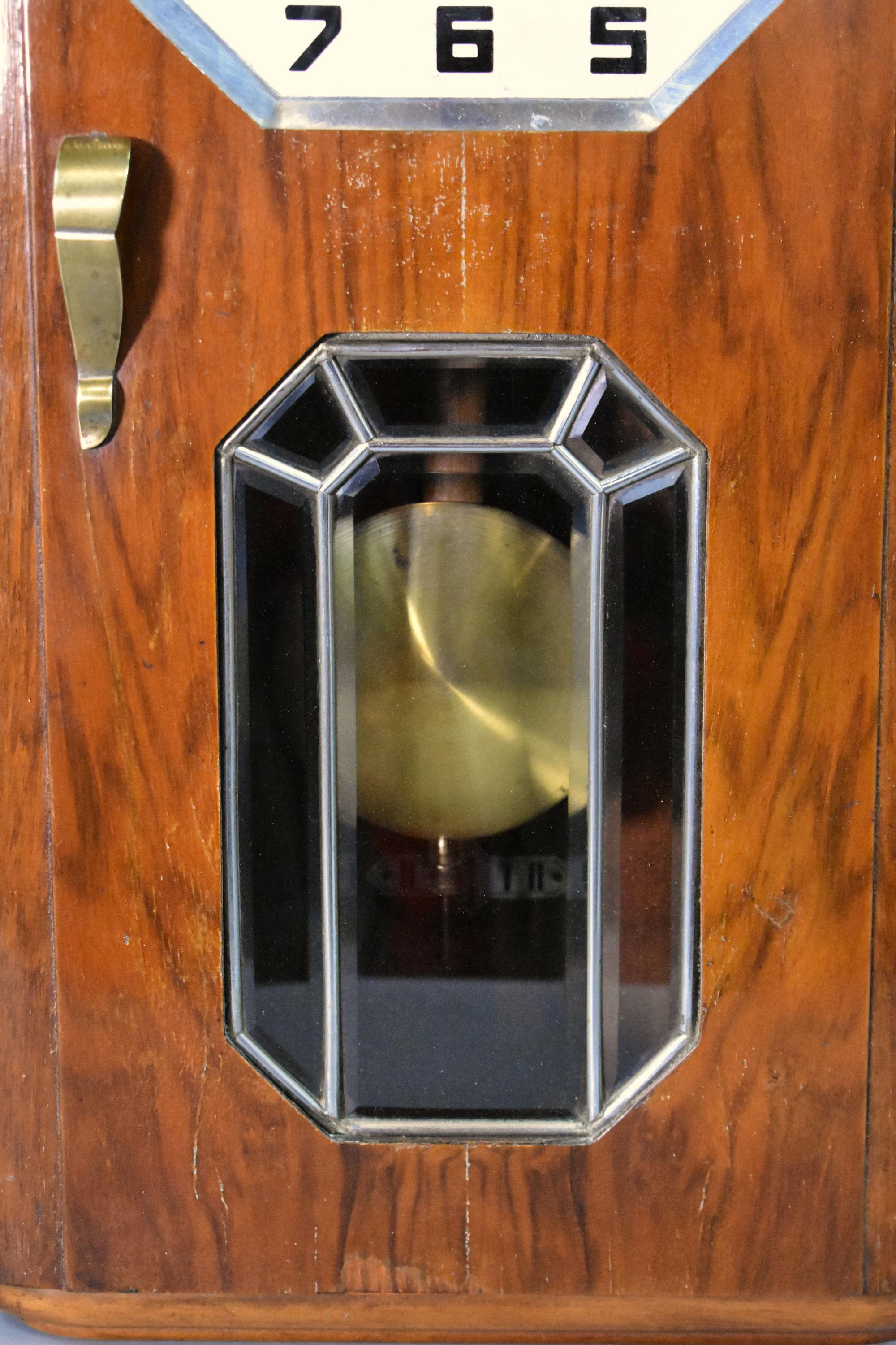 Horloge murale française Art Deco en noyer avec carillons Westminster 6