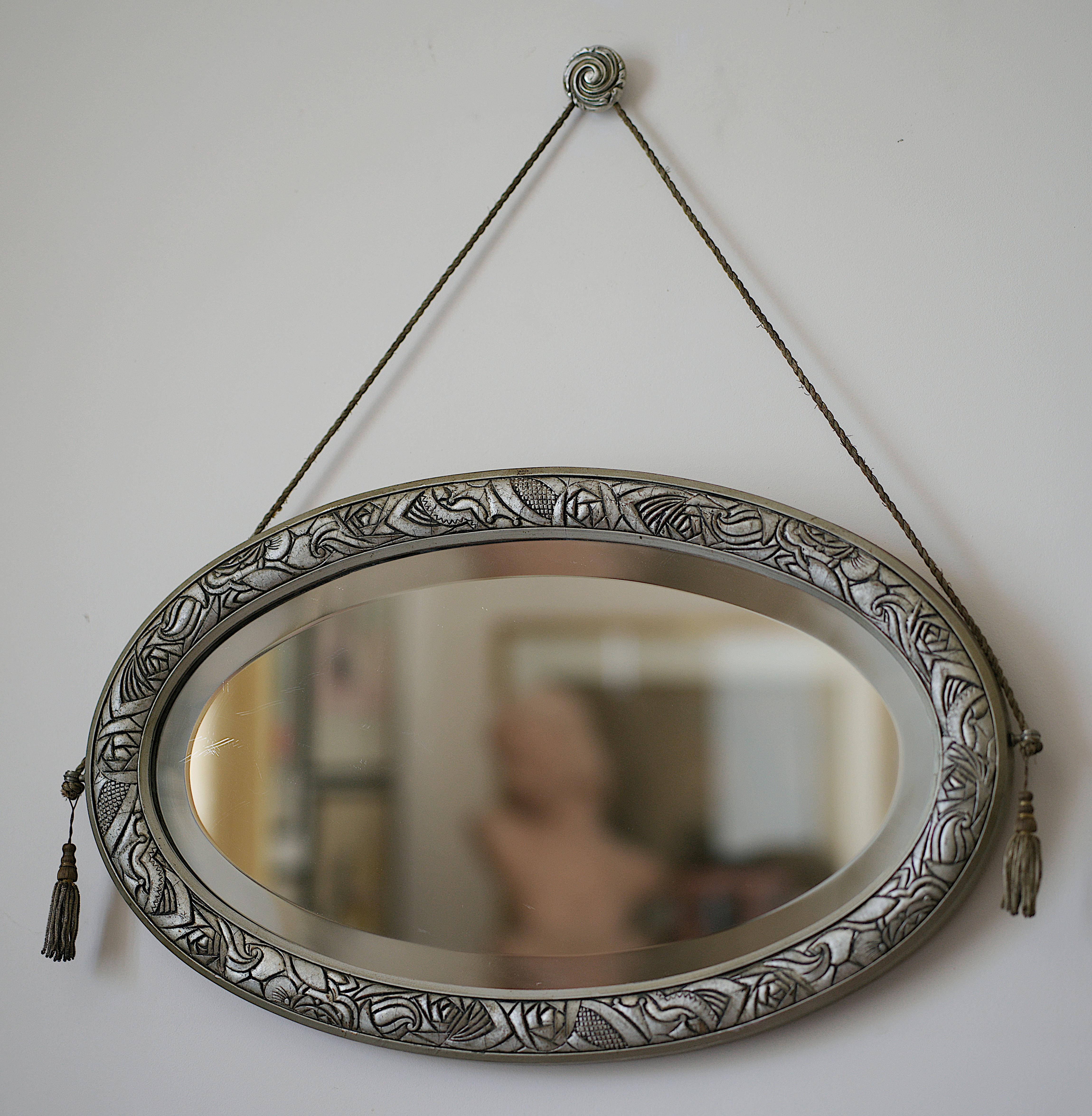 French Art Deco Wall Mirror, ca. 1925 In Good Condition For Sale In Saint-Amans-des-Cots, FR