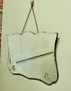 French Art Deco Wall Mirror Etched with Flowers This is a very attractive piece