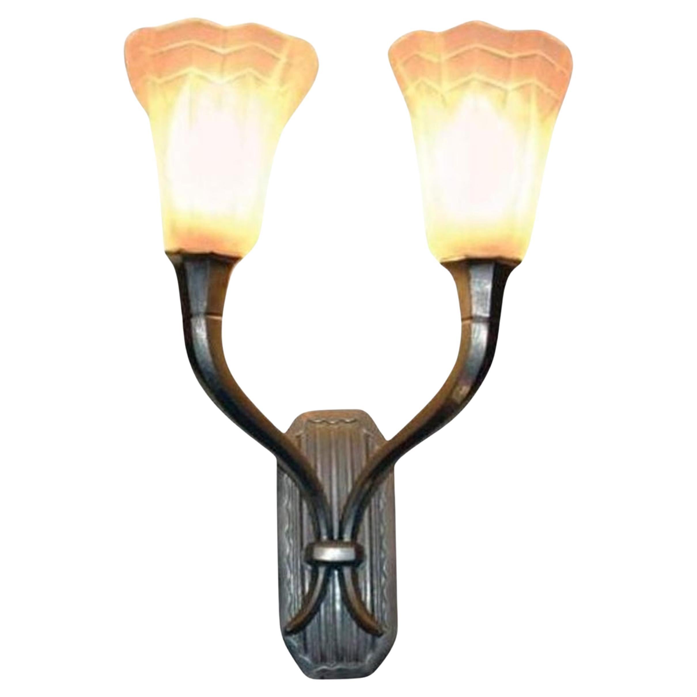 French Art Deco Wall Sconce by David Gueron Degue, Circa 1930 For Sale