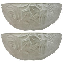 Paar französische Art-Déco-Wandleuchter von Genet et Michon