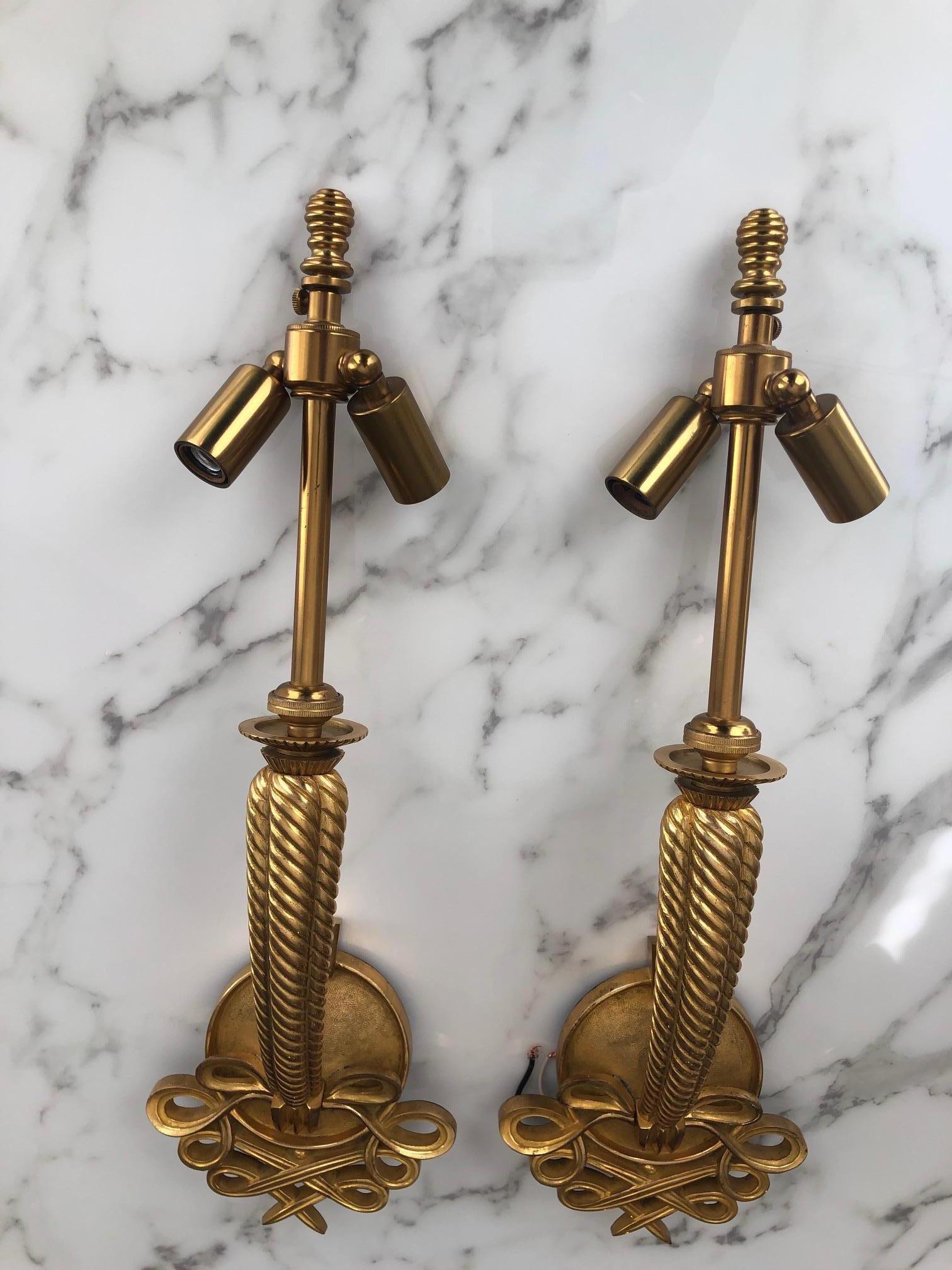 Mid-20th Century French Art Deco Wall Sconces by Jules Leleu