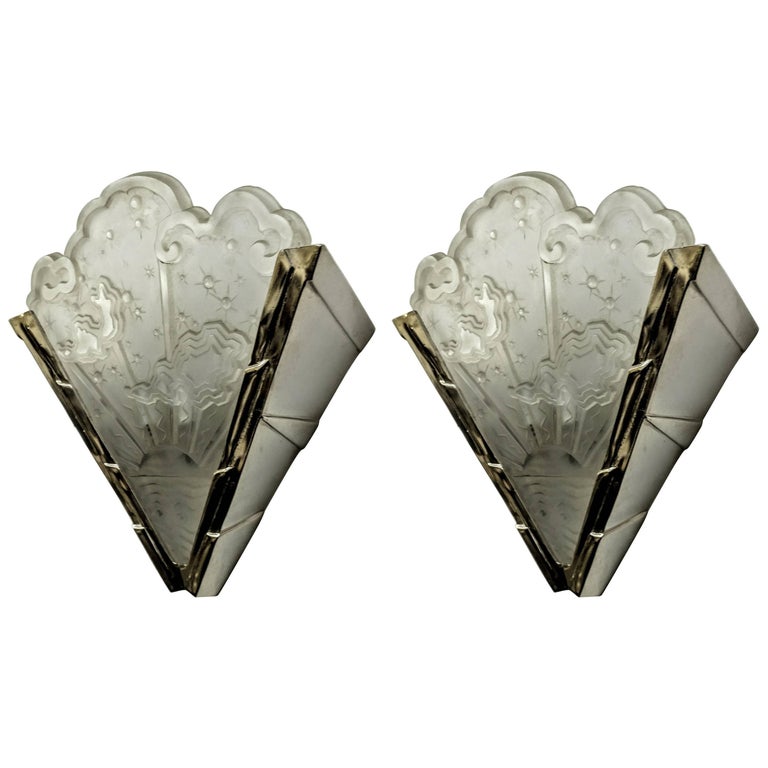 French Art Deco Wall Sconces by Muller Ferers For Sale at 1stdibs