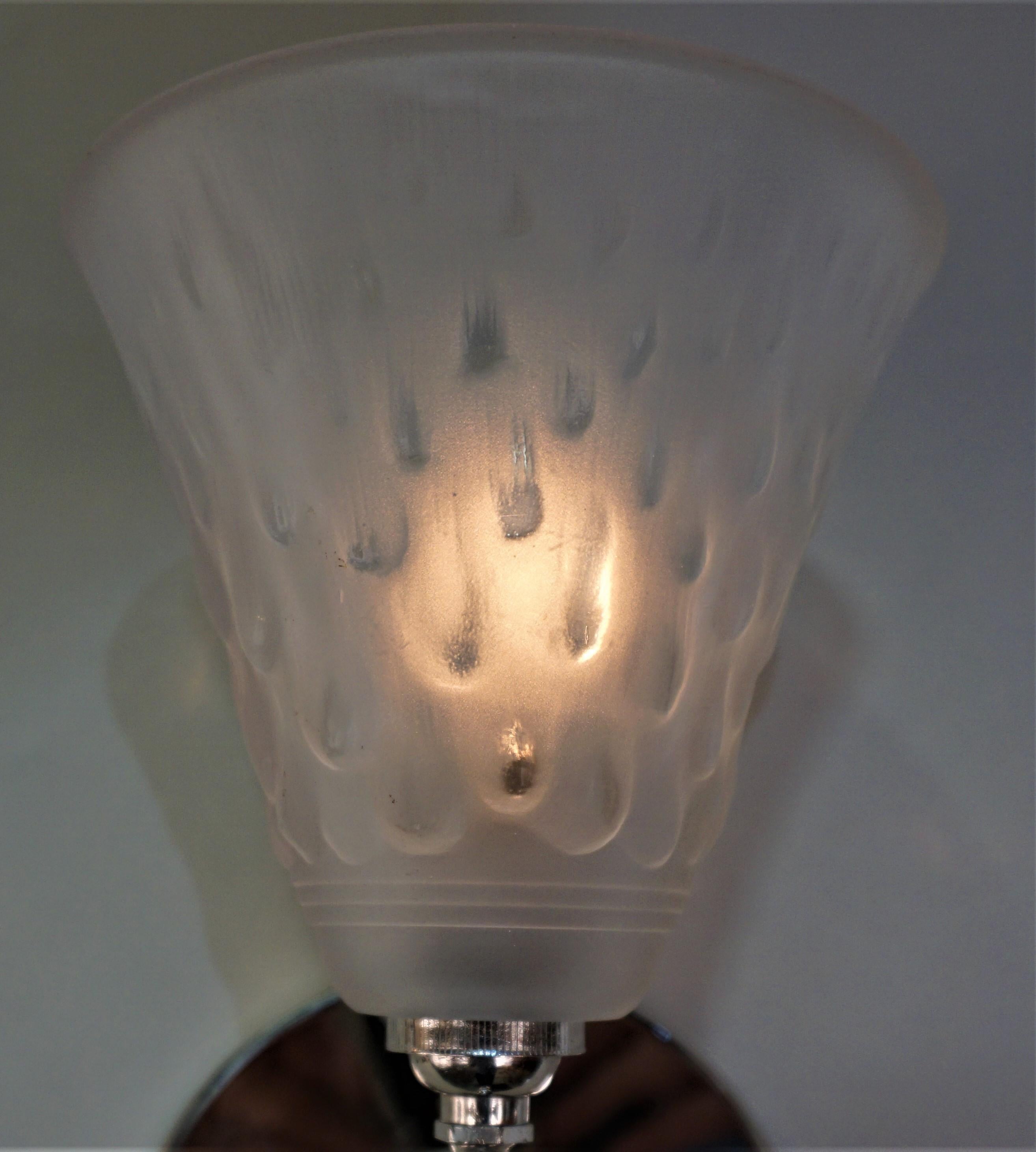 Glass French Art Deco Wall Sconces by Muller Frères For Sale