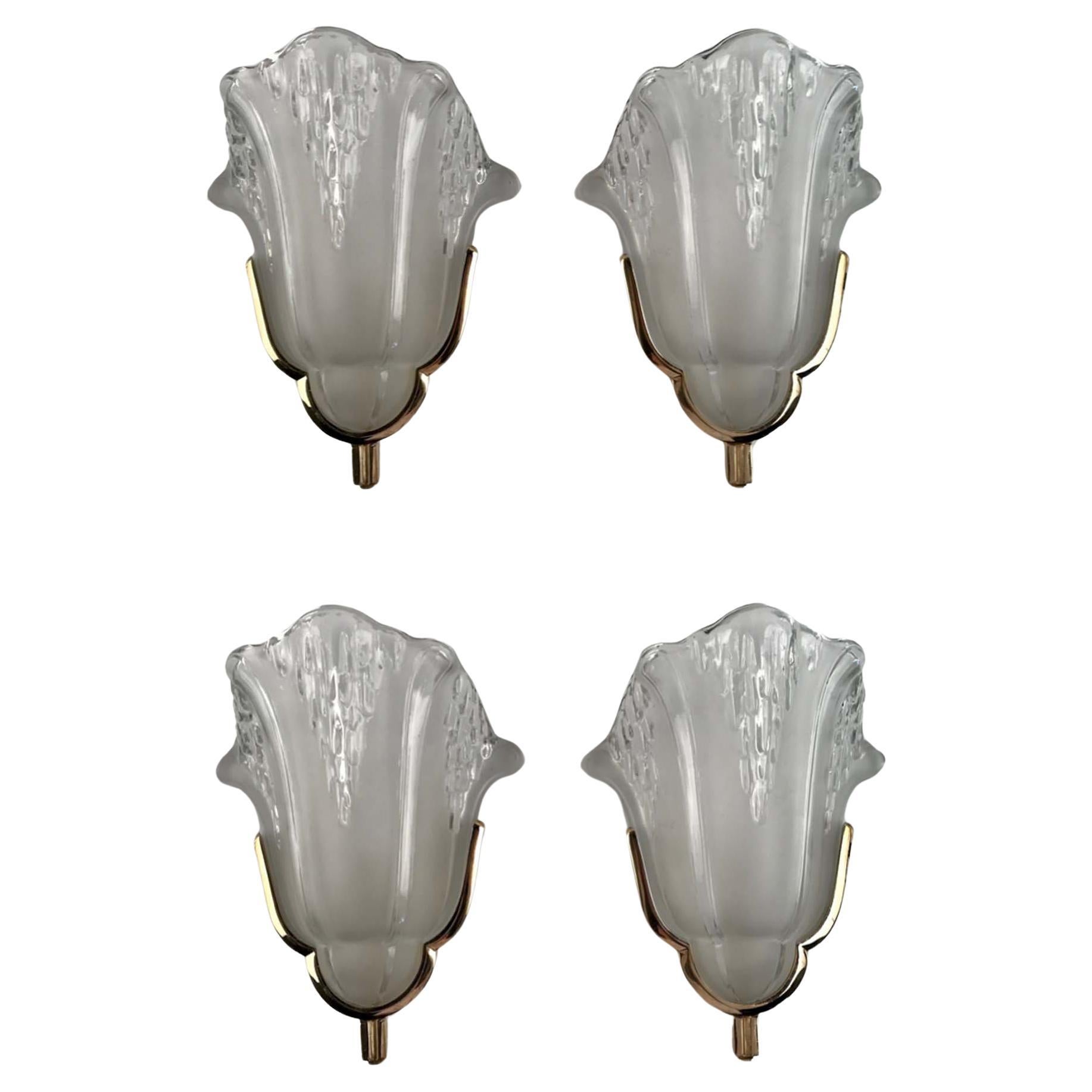  French Art Deco Wall Sconces by Petitot, 1930 Set of Four For Sale