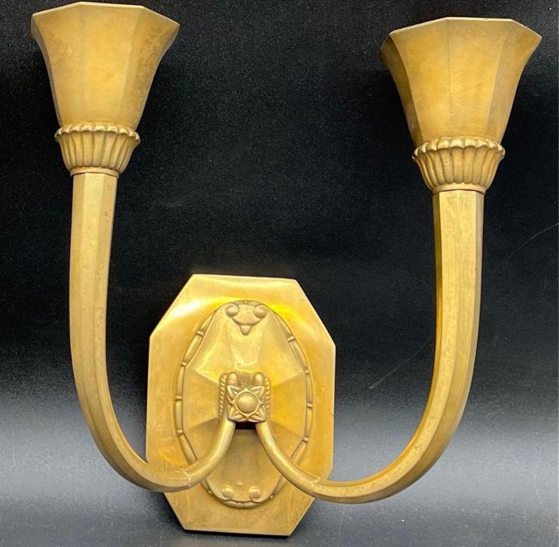 Cast French Art Deco Wall Sconces For Sale