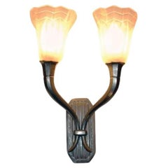French Art Deco Wall Sconce Signed Degué