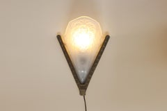 French Art Deco wall scone with frosted molded-pressed glass shade, 1920s