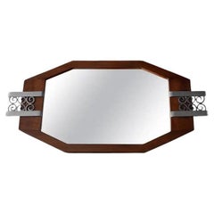 Vintage French Art Deco Walnut and Wrought Iron Tray, 1930s