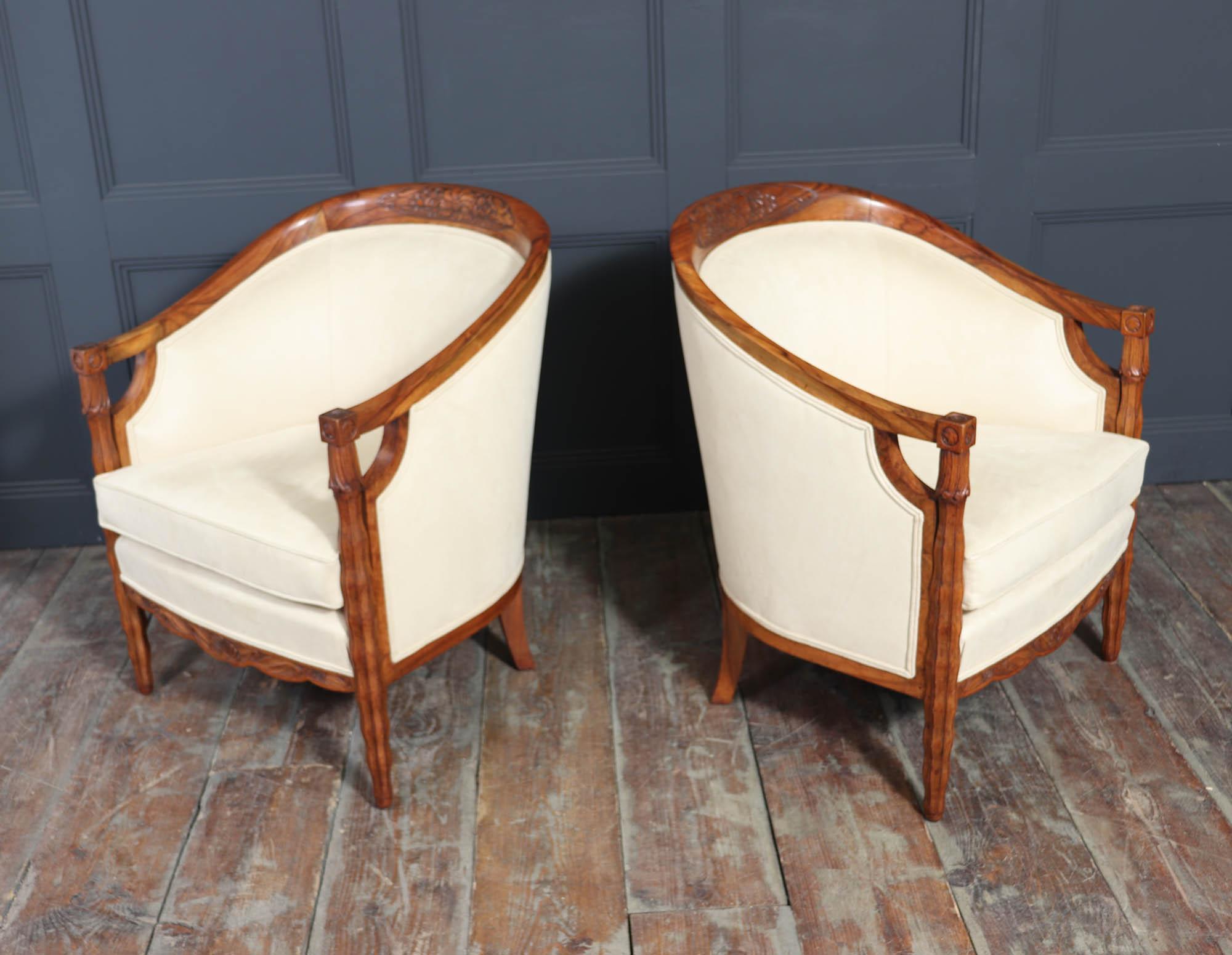 Poltrone in noce Art Deco francese in vendita 7