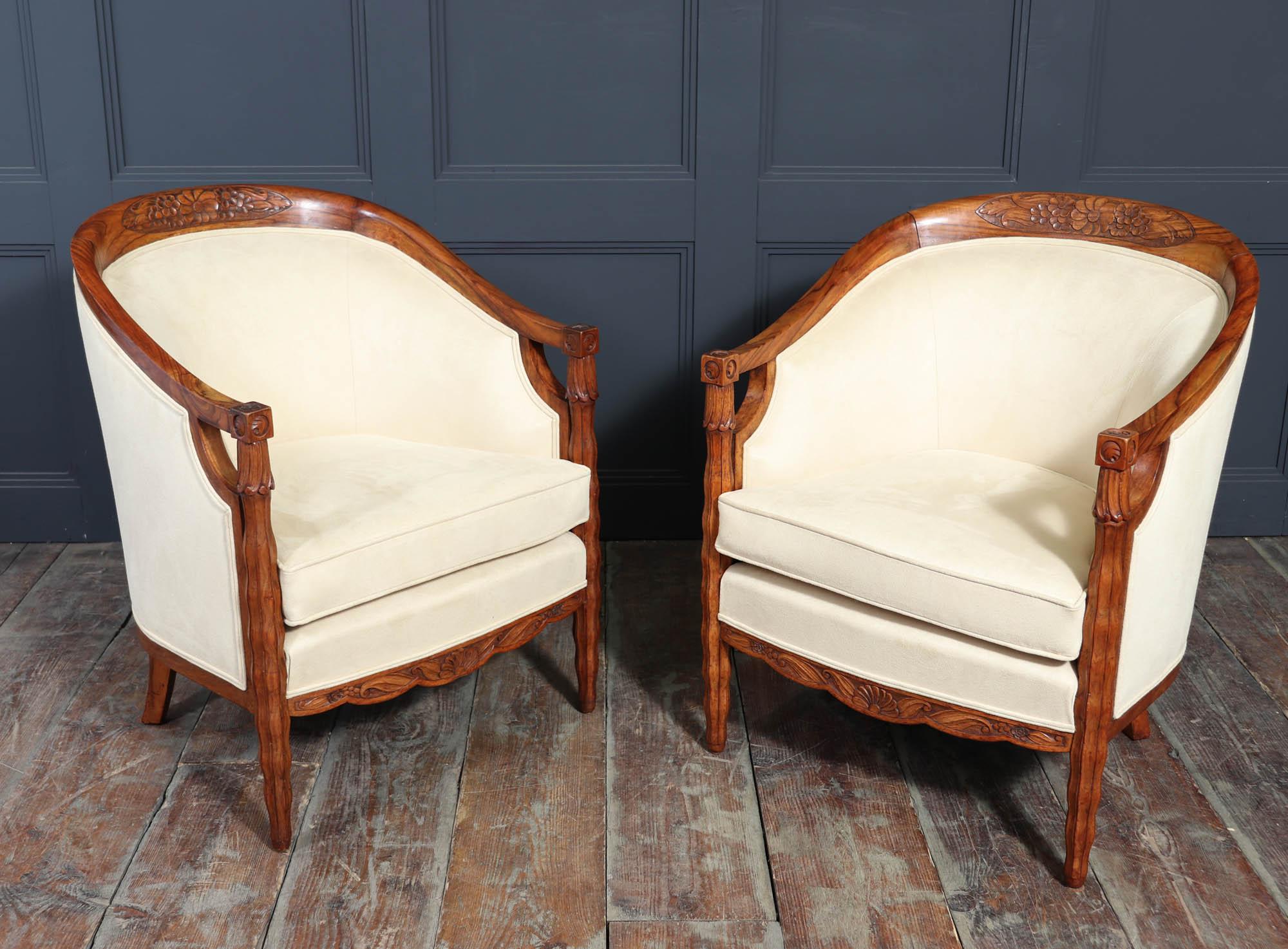 Poltrone in noce Art Deco francese in vendita 13