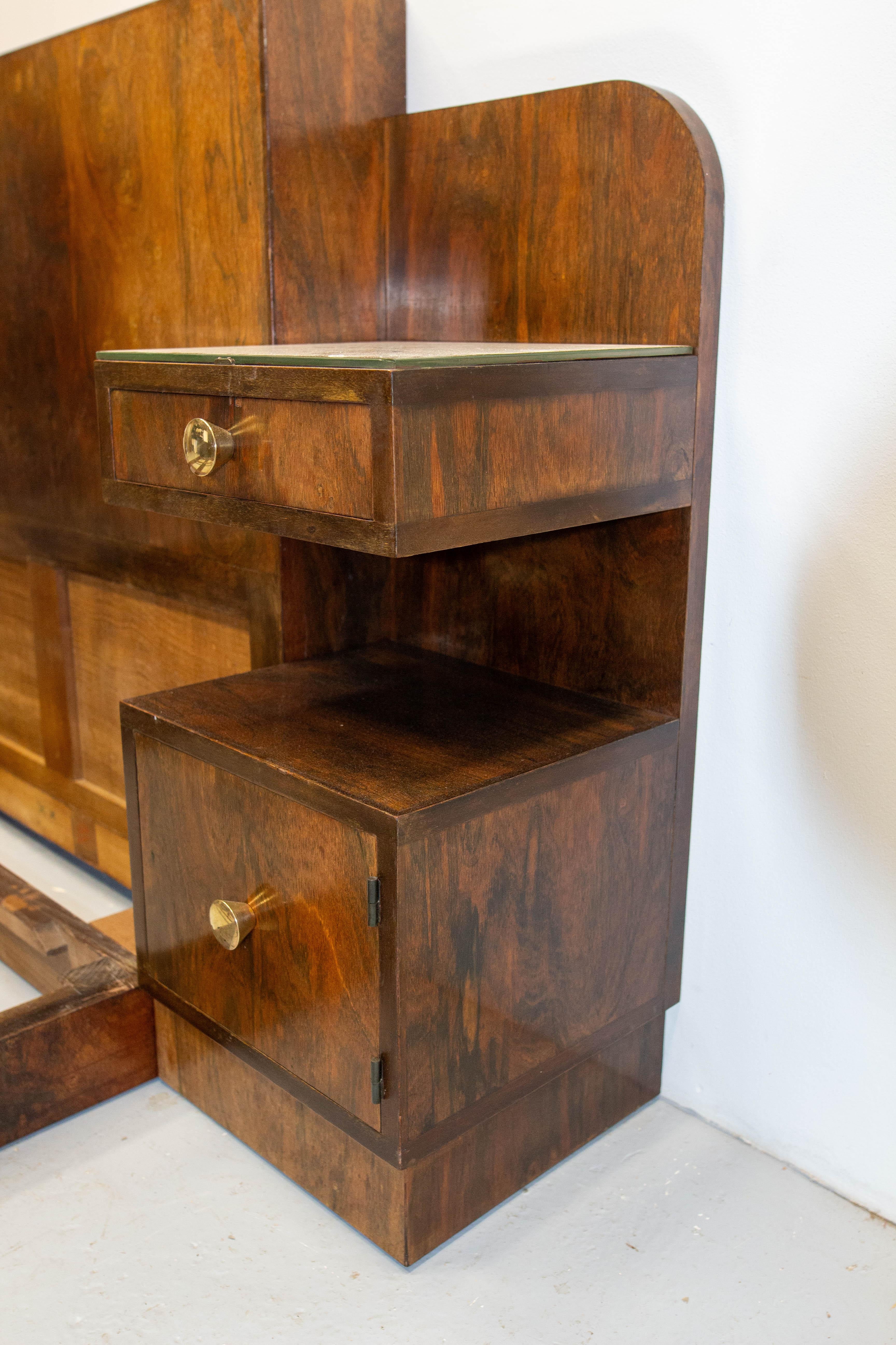 French Art Déco Walnut Bed King Size, circa 1930 For Sale 5