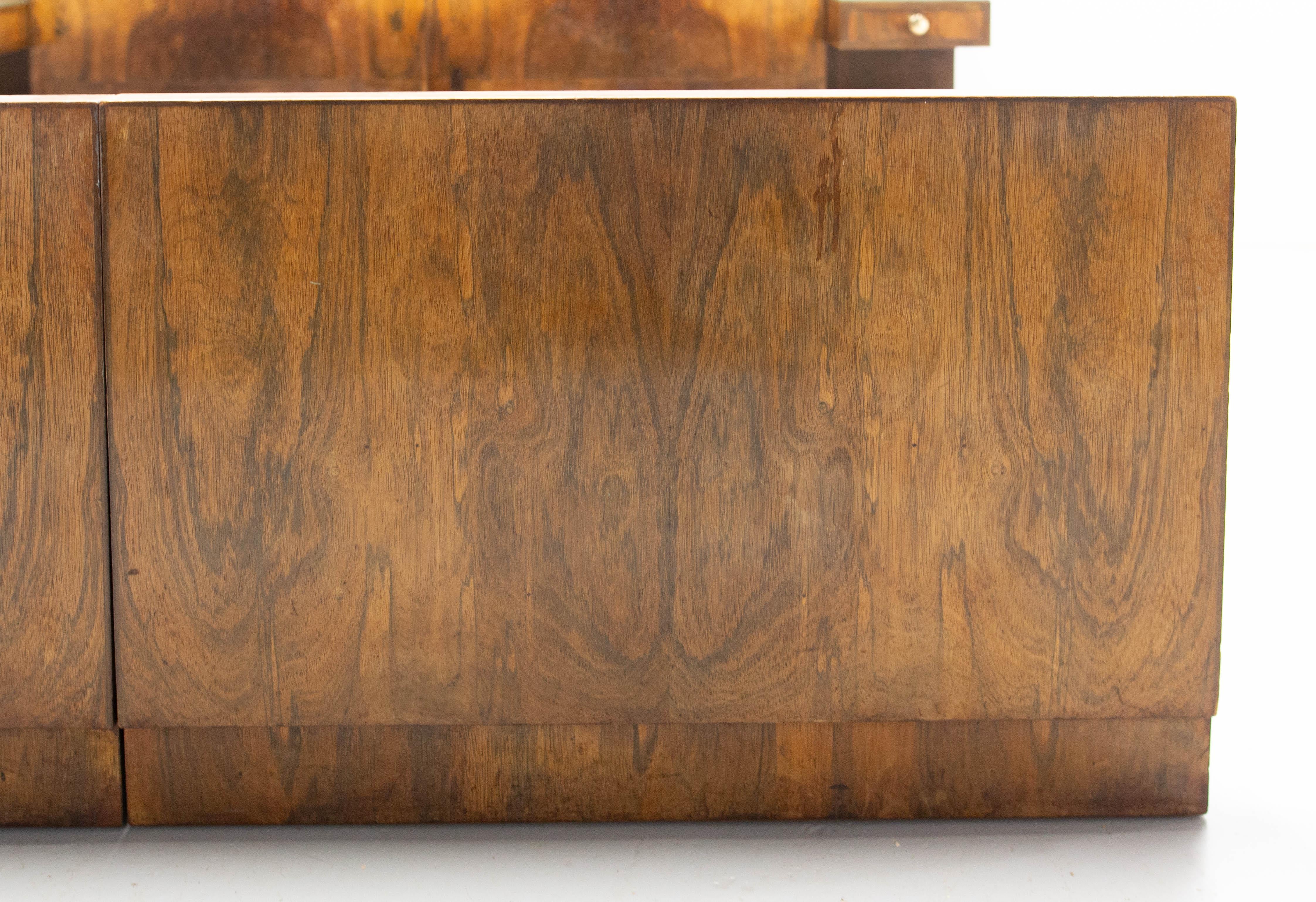French Art Déco Walnut Bed King Size, circa 1930 For Sale 8