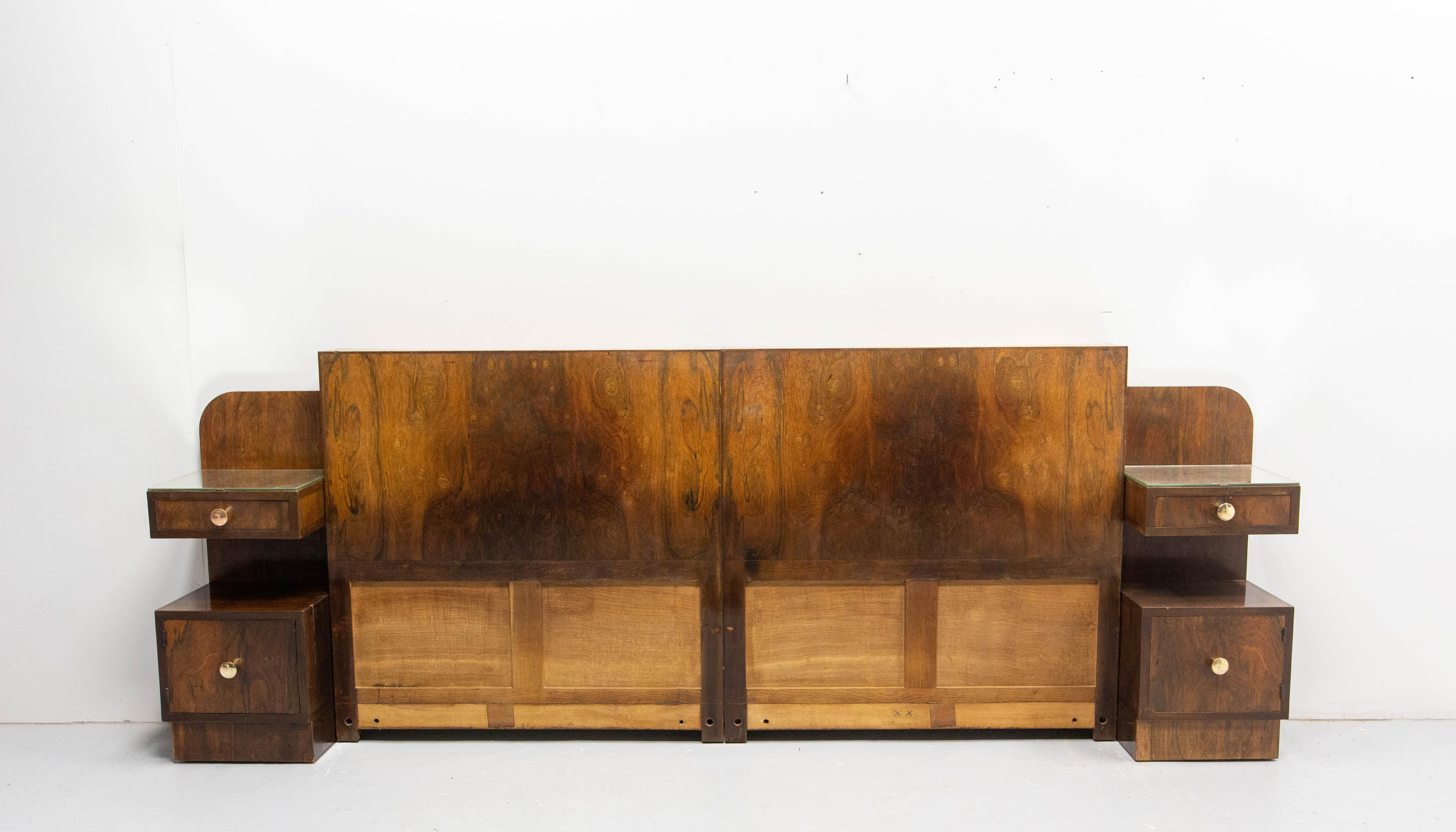 French Art Déco Walnut Bed King Size, circa 1930 For Sale 10