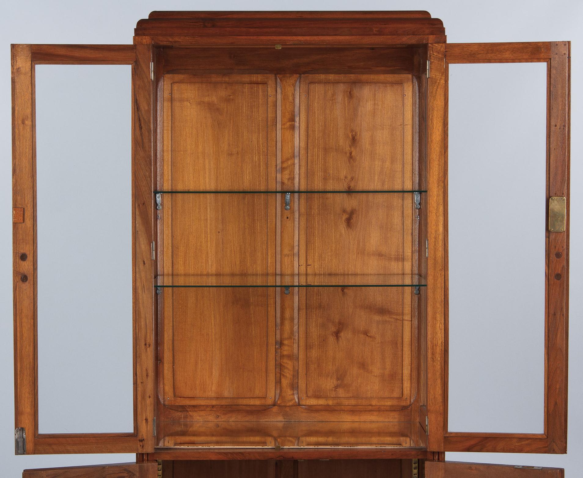 French Art Deco Walnut Display Cabinet or Bookcase, 1930s 7