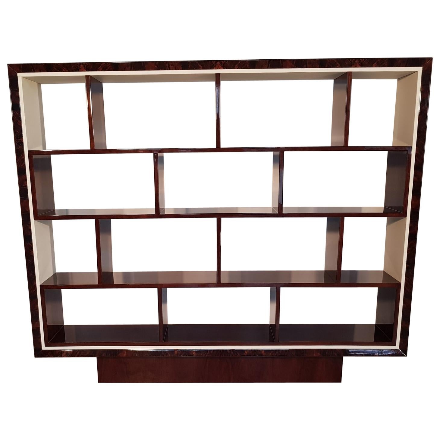 French Art Deco Walnut Bookcase, 1940s For Sale