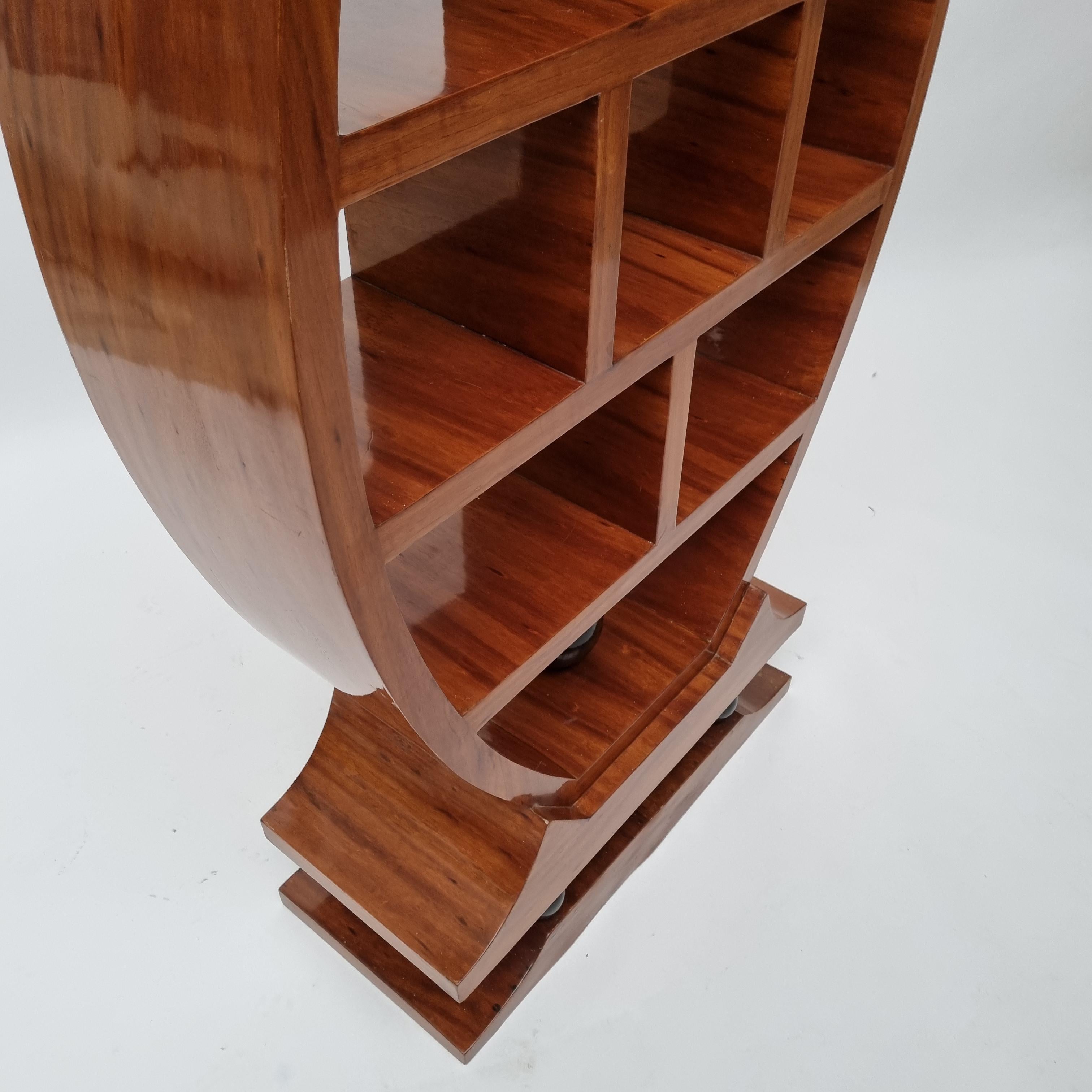 French Art Deco Walnut Bookshelf or Room Divider 2