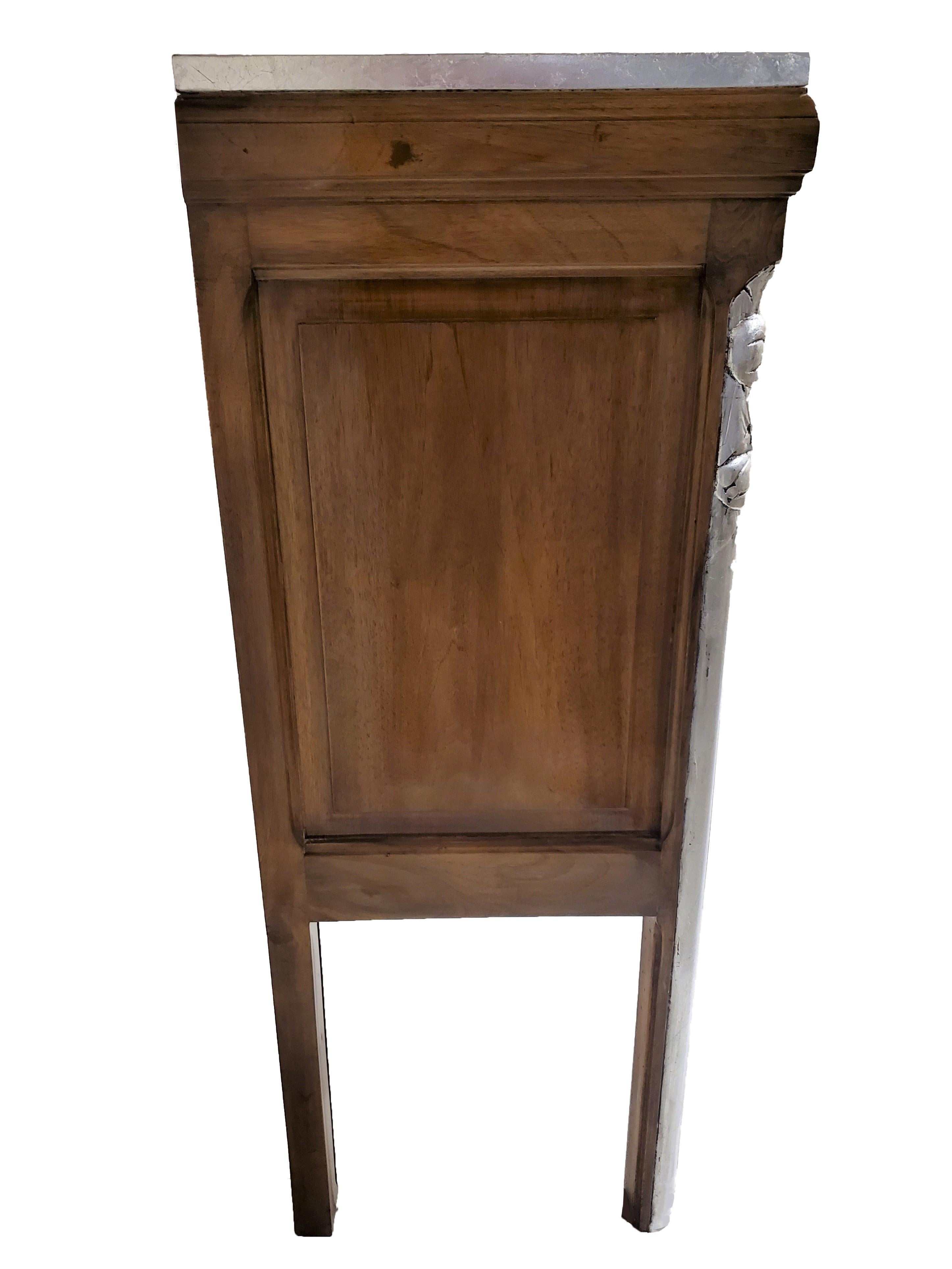 French Art Deco Walnut Cabinet/ Vitrine/ Bar/ Bookcase with Metal Leaf Detail For Sale 11
