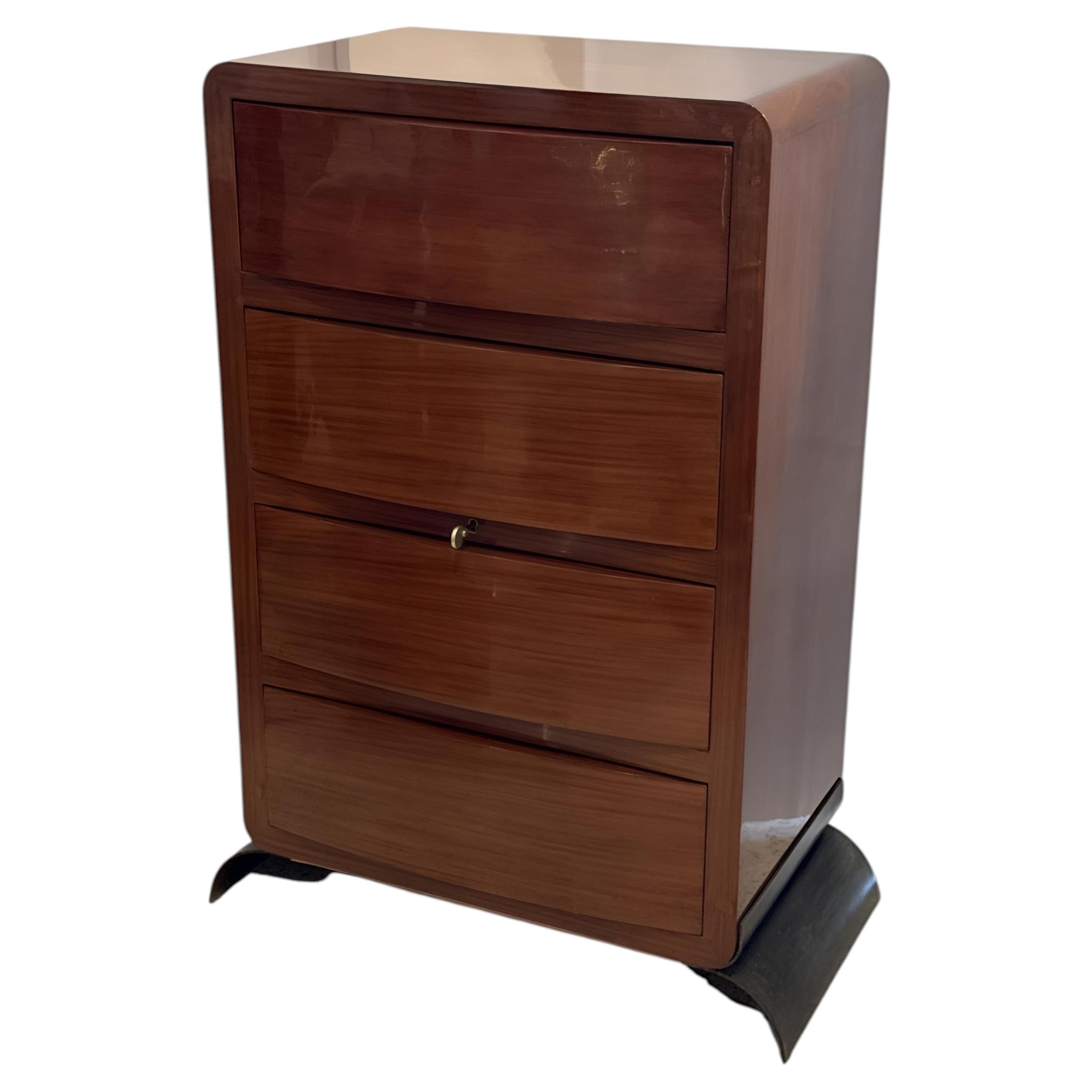 French Art Deco Walnut Chest of Drawers Attributed to Jacques Adnet For Sale