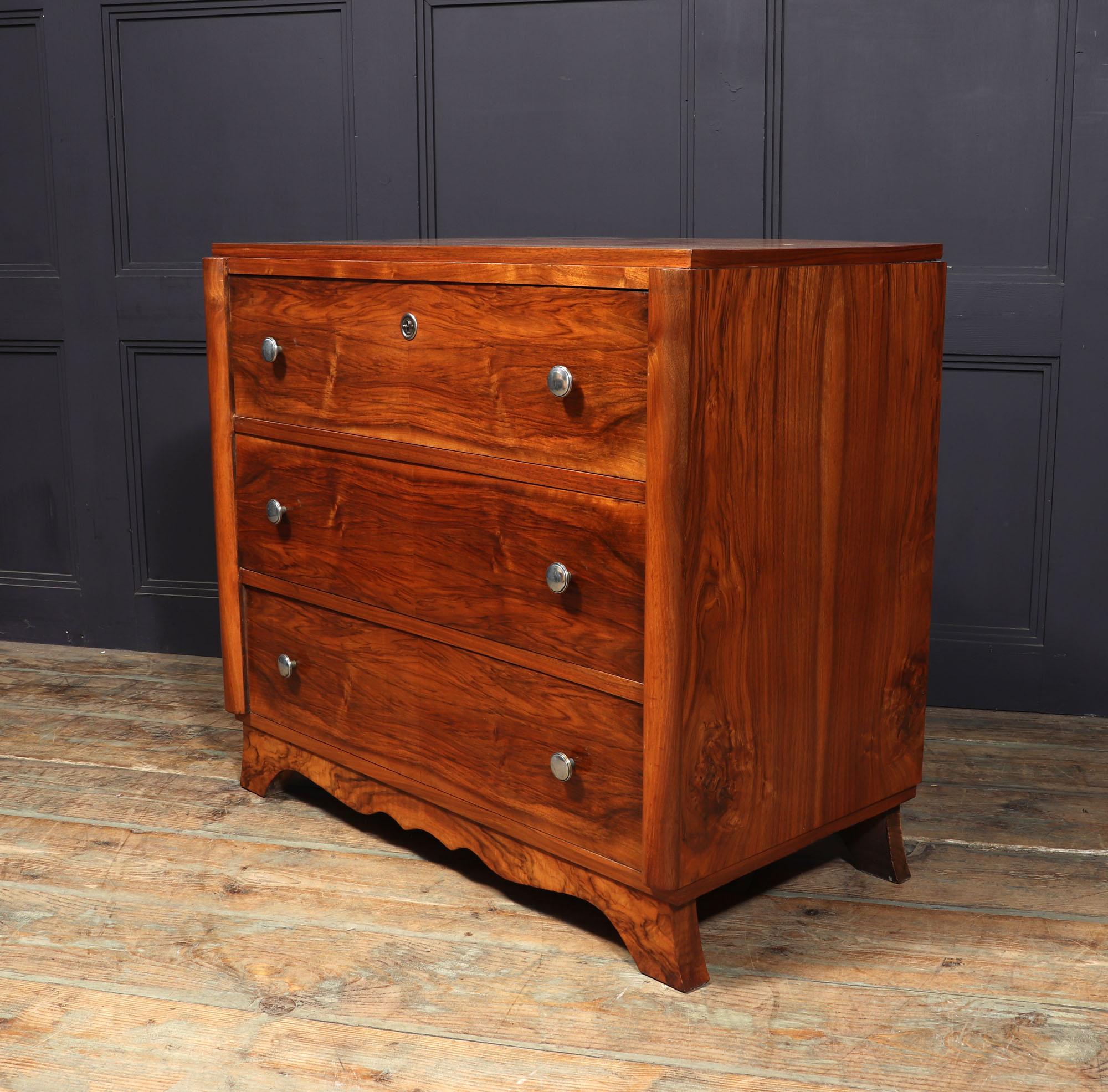 French Art Deco Walnut Chest of Drawers For Sale 6