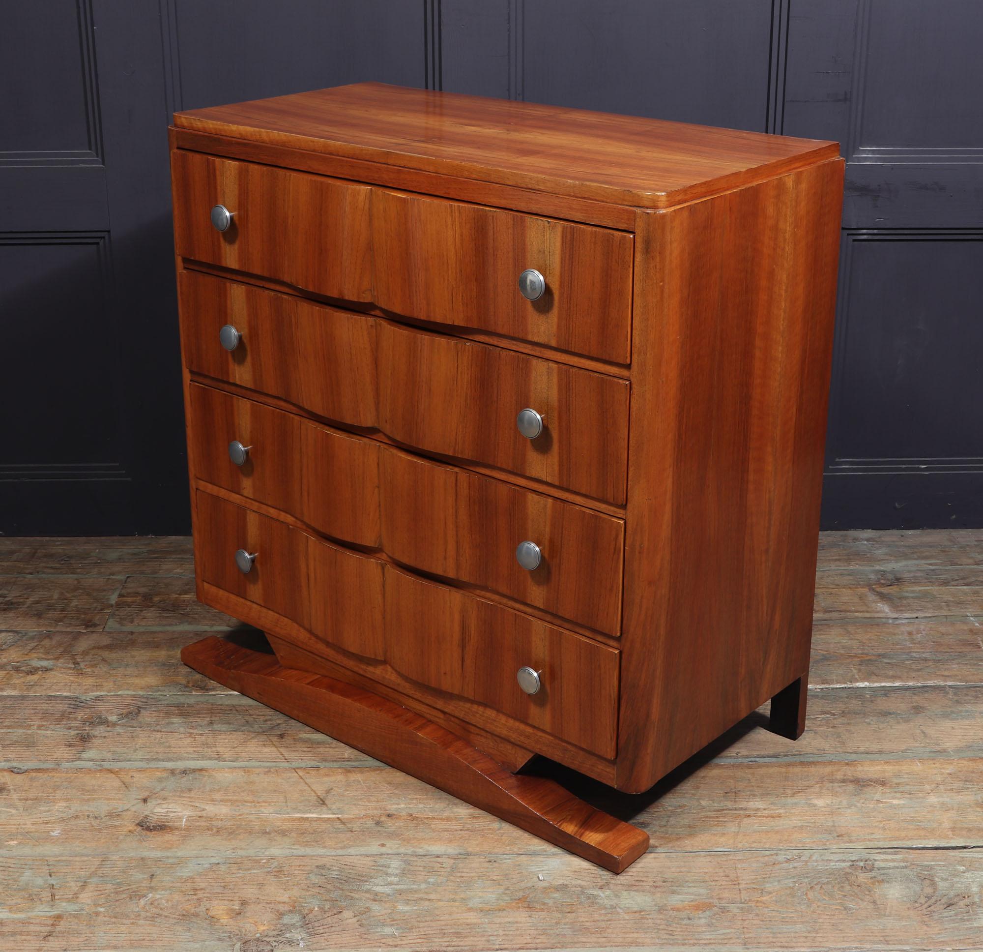 French Art Deco Walnut Chest of Drawers For Sale 7