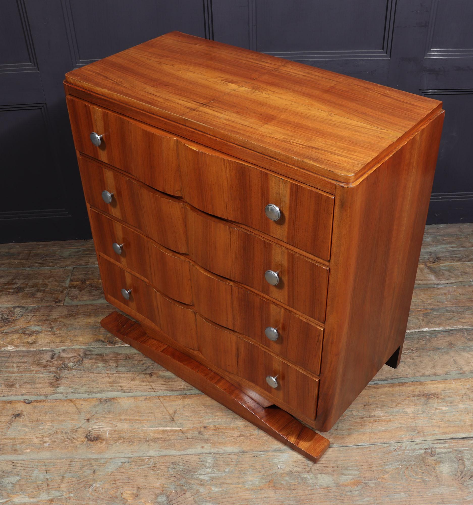 French Art Deco Walnut Chest of Drawers For Sale 9